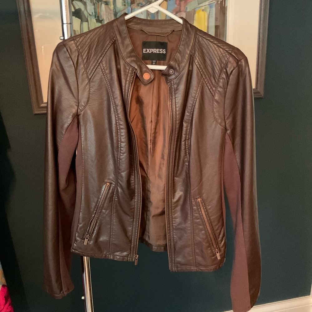 Brown  Motto Jacket